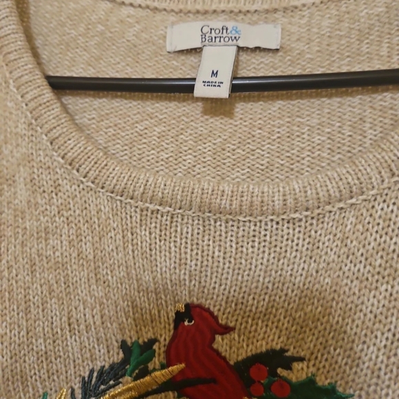Sweater by Croft & Barrow beige Holiday Christmas ready - Picture 6 of 12